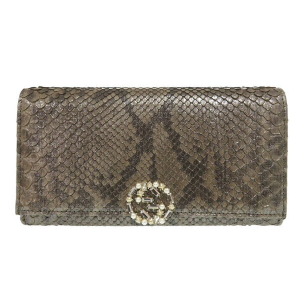 Gucci Continental Wallet Python Gg Sparkling Brow… - image 1